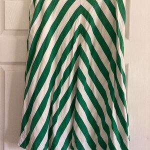 Anthropologie Brand Green and White Striped Women's Midi Skirt